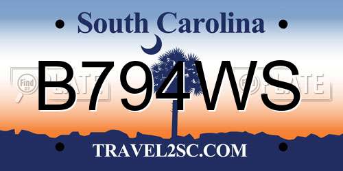 B794WS South Carolina License Plate