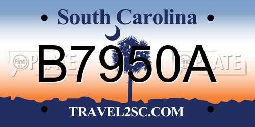 B7950A South Carolina License Plate