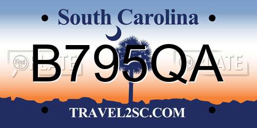 B795QA South Carolina License Plate
