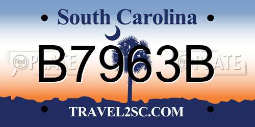 B7963B South Carolina License Plate