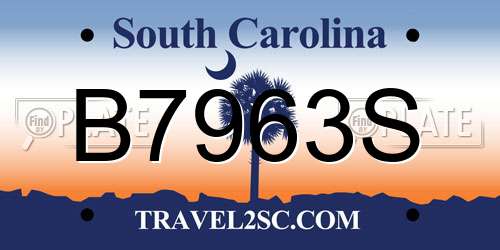 B7963S South Carolina License Plate