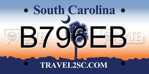 B796EB South Carolina License Plate