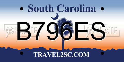 B796ES South Carolina License Plate