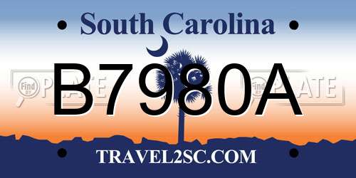 B7980A South Carolina License Plate