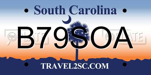 B79SOA South Carolina License Plate