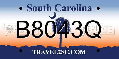 B8043Q South Carolina License Plate