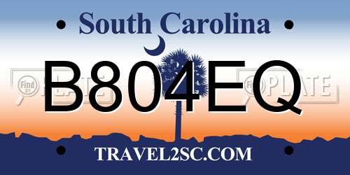 B804EQ South Carolina License Plate