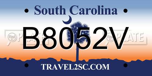 B8052V South Carolina License Plate