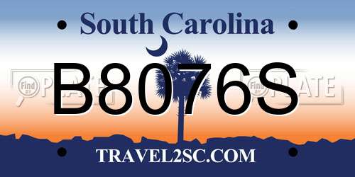 B8076S South Carolina License Plate