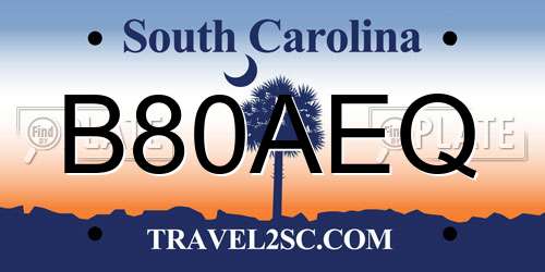 B80AEQ South Carolina License Plate