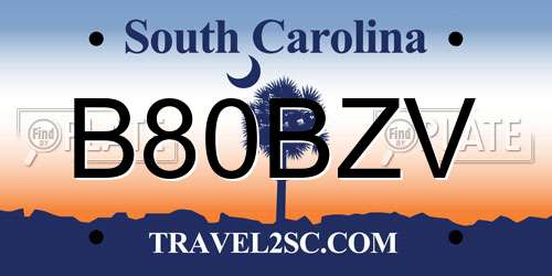 B80BZV South Carolina License Plate