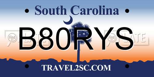 B80RYS South Carolina License Plate