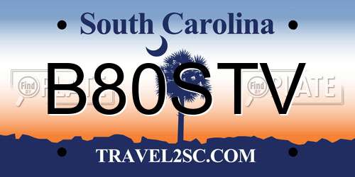 B80STV South Carolina License Plate