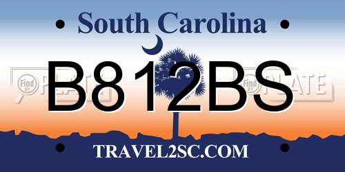 B812BS South Carolina License Plate