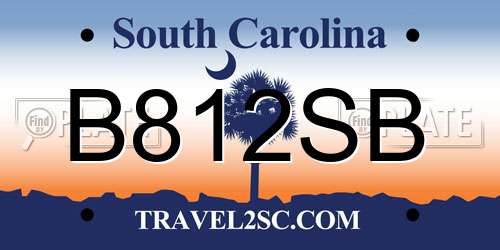 B812SB South Carolina License Plate