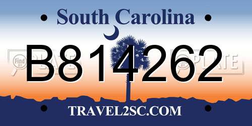 B814262 South Carolina License Plate