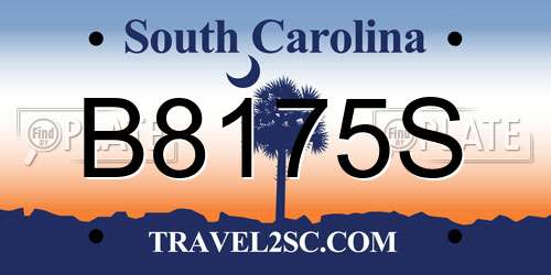 B8175S South Carolina License Plate