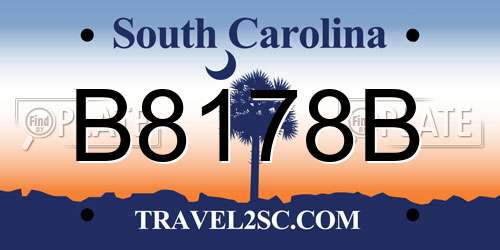 B8178B South Carolina License Plate