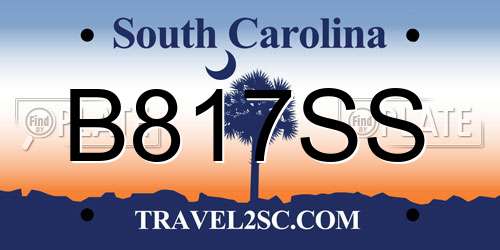 B817SS South Carolina License Plate