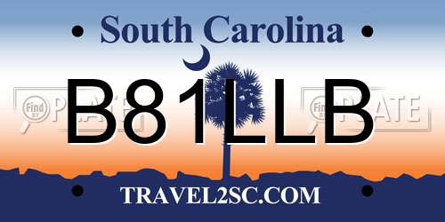 B81LLB South Carolina License Plate
