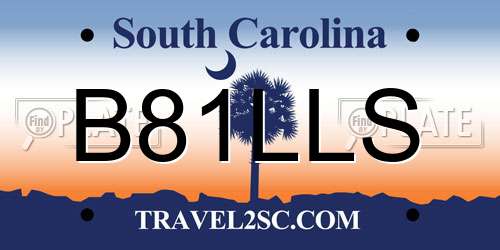 B81LLS South Carolina License Plate