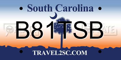 B81TSB South Carolina License Plate