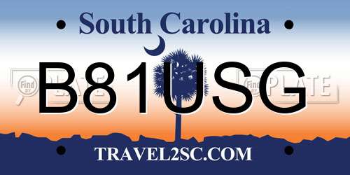 B81USG South Carolina License Plate