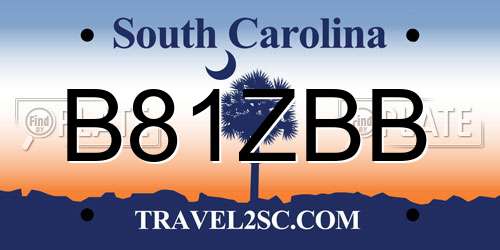 B81ZBB South Carolina License Plate