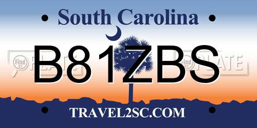 B81ZBS South Carolina License Plate
