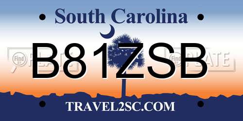 B81ZSB South Carolina License Plate