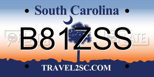 B81ZSS South Carolina License Plate