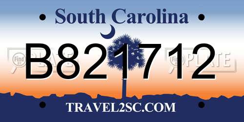 B821712 South Carolina License Plate