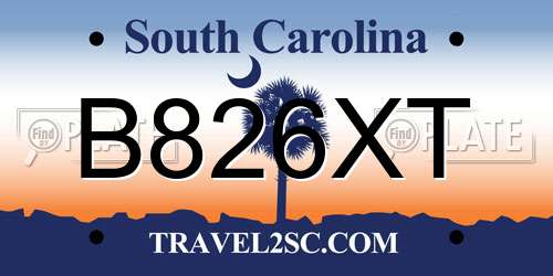 B826XT South Carolina License Plate