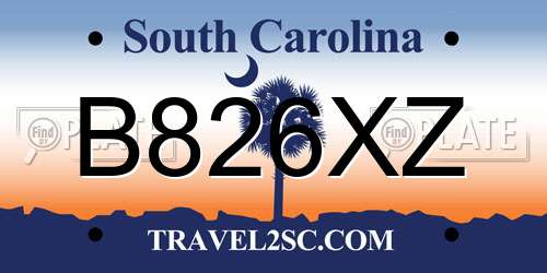 B826XZ South Carolina License Plate