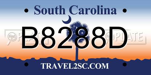 B8288D South Carolina License Plate