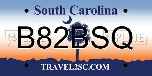 B82BSQ South Carolina License Plate