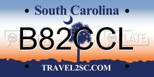 B82CCL South Carolina License Plate