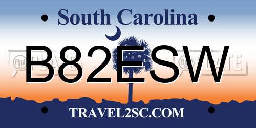 B82ESW South Carolina License Plate