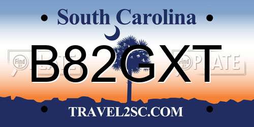 B82GXT South Carolina License Plate