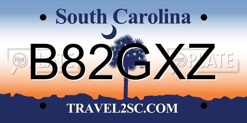 B82GXZ South Carolina License Plate