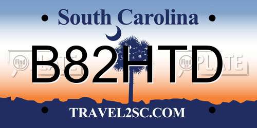 B82HTD South Carolina License Plate