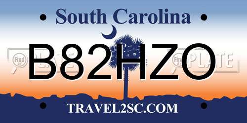 B82HZO South Carolina License Plate
