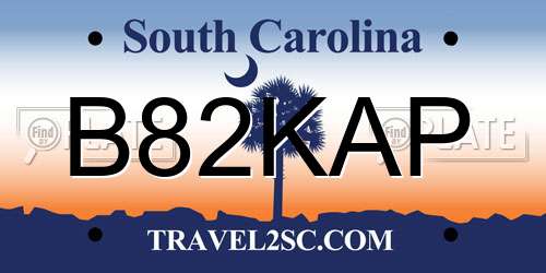 B82KAP South Carolina License Plate