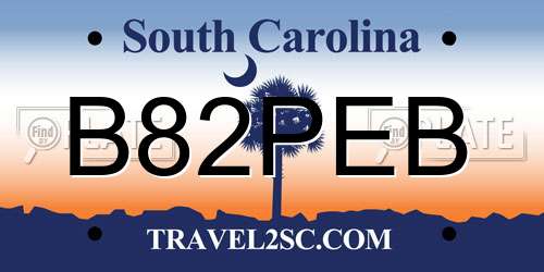 B82PEB South Carolina License Plate