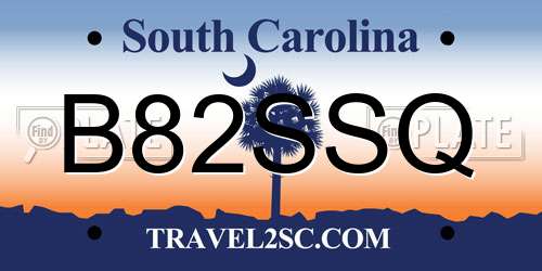 B82SSQ South Carolina License Plate
