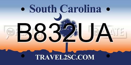B832UA South Carolina License Plate