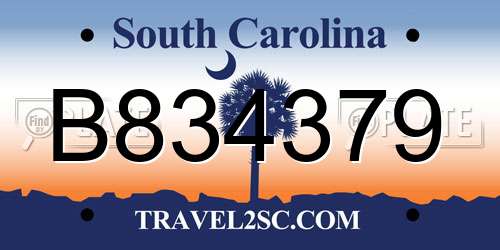 B834379 South Carolina License Plate