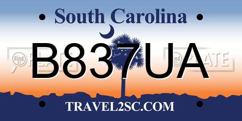 B837UA South Carolina License Plate