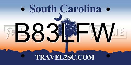 B83LFW South Carolina License Plate