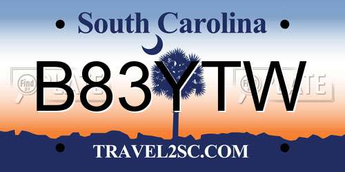 B83YTW South Carolina License Plate